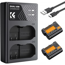 EN-EL15/15A/15B/15C 2 Pack 2100mAh Batteries and Dual Slot Charge